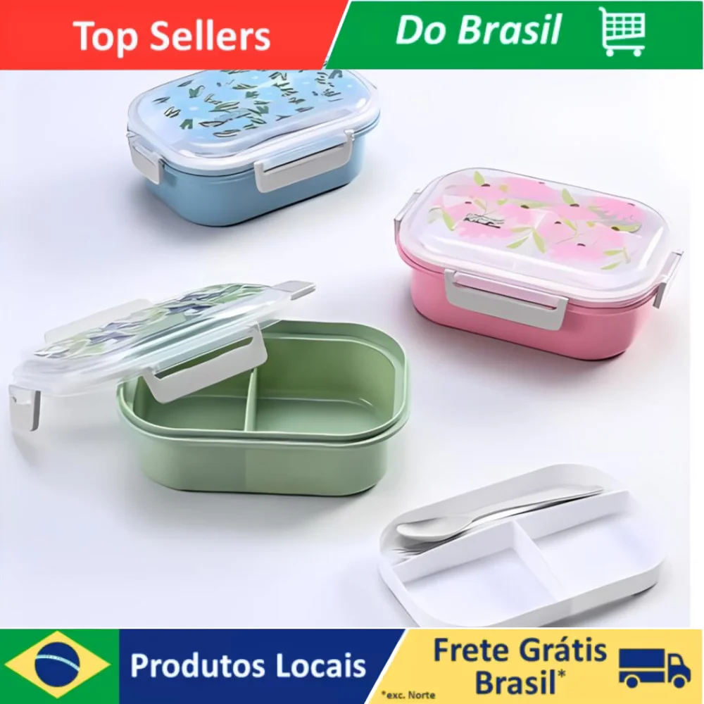 Double Layer And Dividing Lunch Case For Marmita With Spoon And Fork Kitchen With Locks