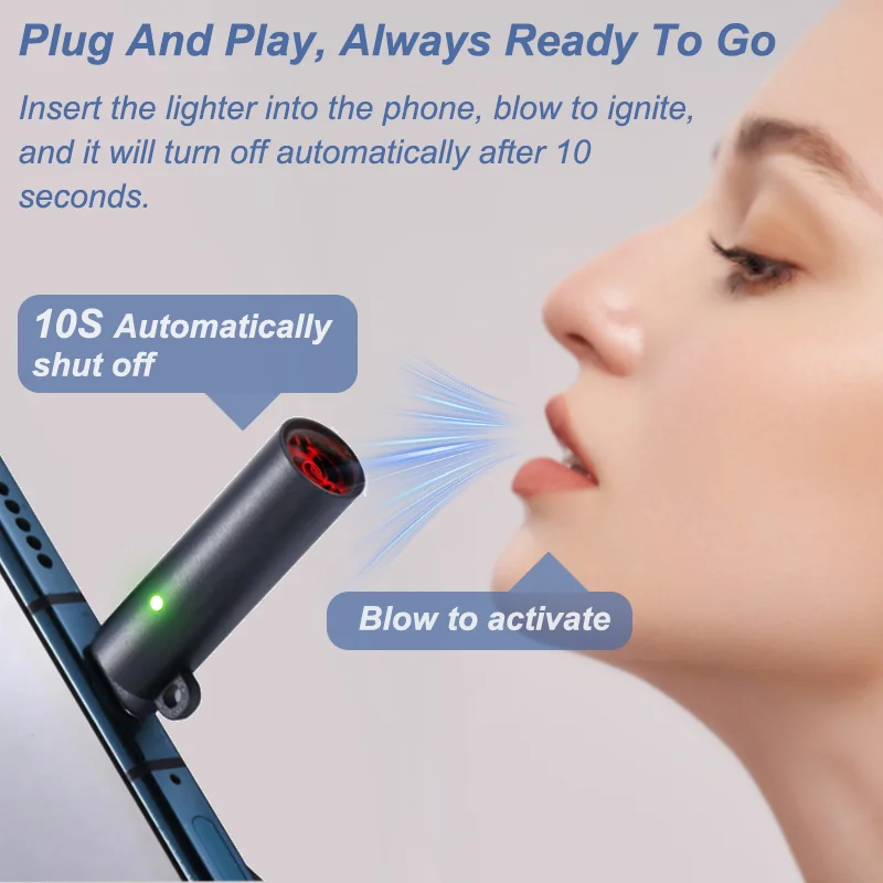 USB-C ولاعة صغيرة سلك التنغستن ضربة إلى الحشوة السلامة للسفر الجوي لا لهب السيارات اغلاق Typec ولاعة السجائر آيفون