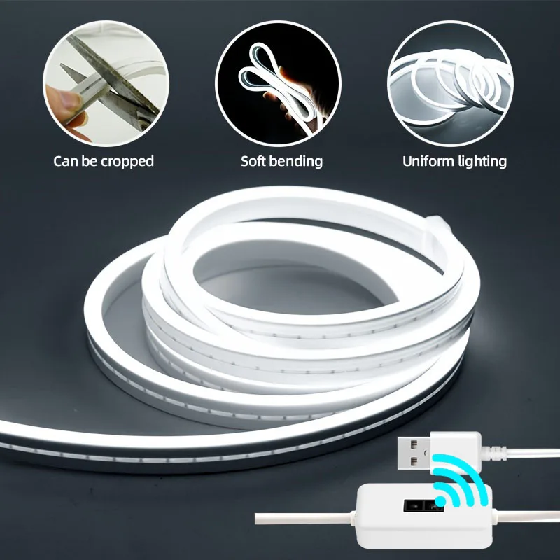 USB Neon LED Light Strip 5V Neon Sign Rope Tupe Gesture Control Dimmer Switch Elastyczny silikon IP68 do dekoracji domu na zewnątrz