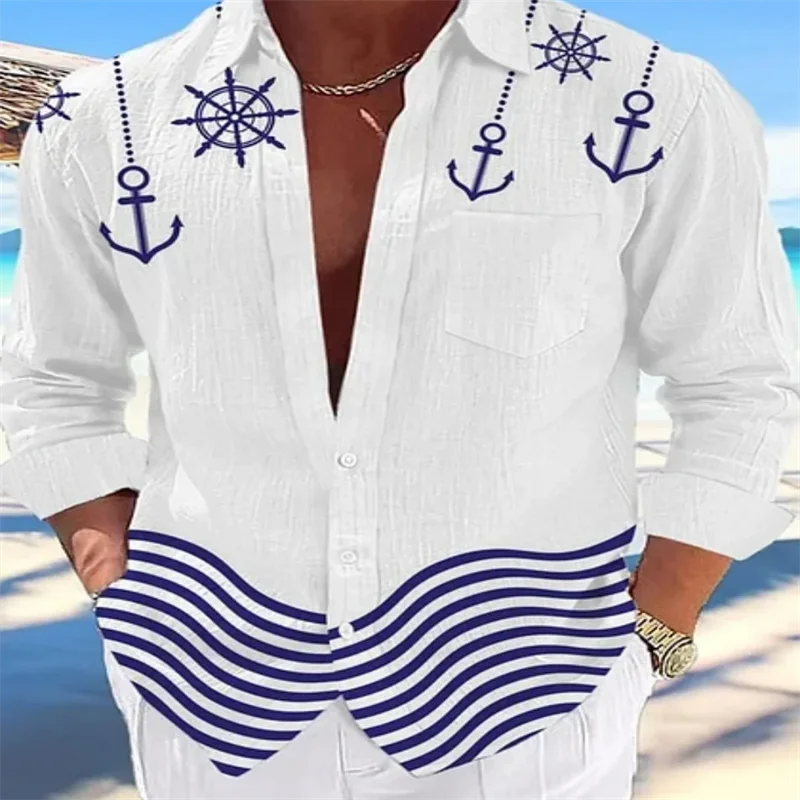 

Men's casual shirt summer Hawaiian shirt white 3D printing casual long sleeve shirt plus size 6XL fast shipping