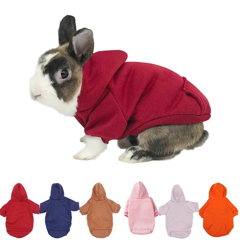 Pet Jesień Zima Ciepły Sweter Królik Kieszeń Dwunożne Ubrania Lapin Szczeniak Dorosły Królik Akcesoria Małe Zwierzęta Domowe — zdjęcie 2