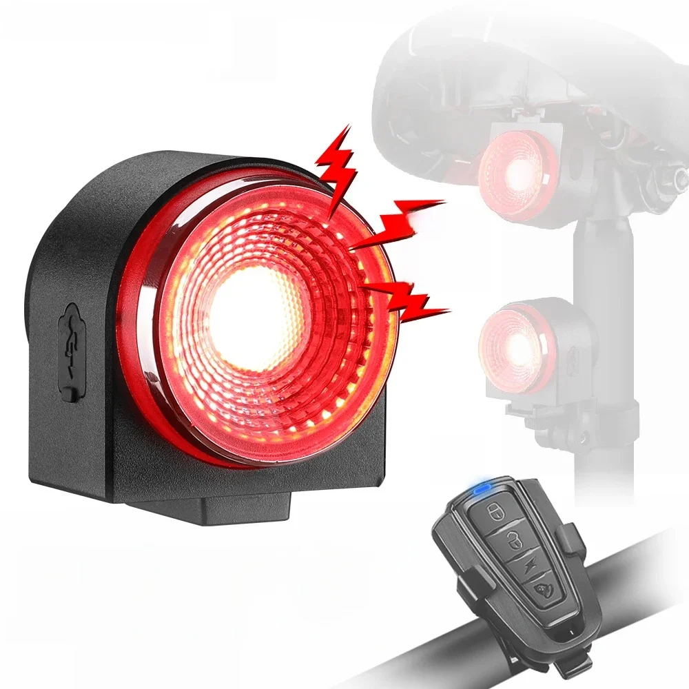 AliExpress Rockbye Bicycle Tail Light Rechargeable IPX5 Waterproof Remote Control Smart Brake Taillight with 115dB Burglar Bike Alarm