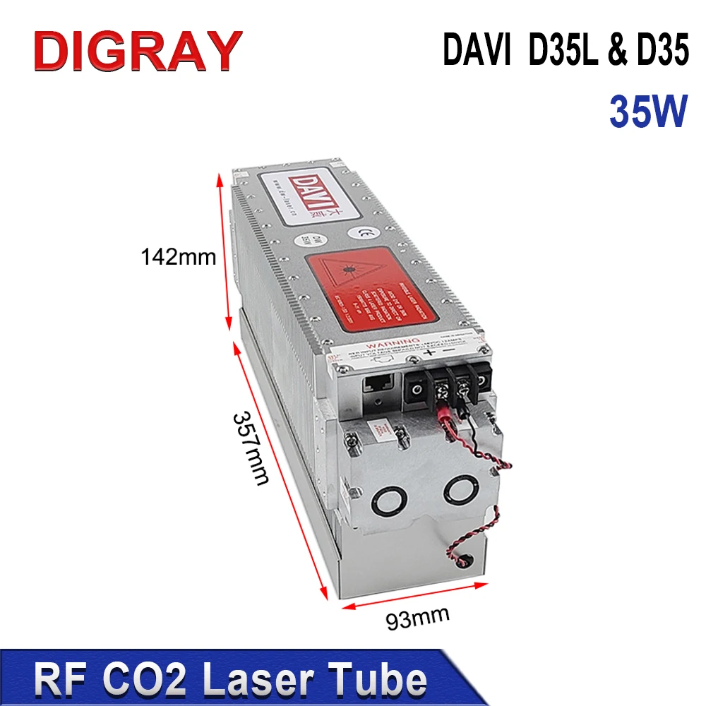 DIGRAY DAVI modul Laser RF Co2 35W, D35 D35L 10,6um sumber Laser Co2 Logam Laser untuk mesin penanda ukiran