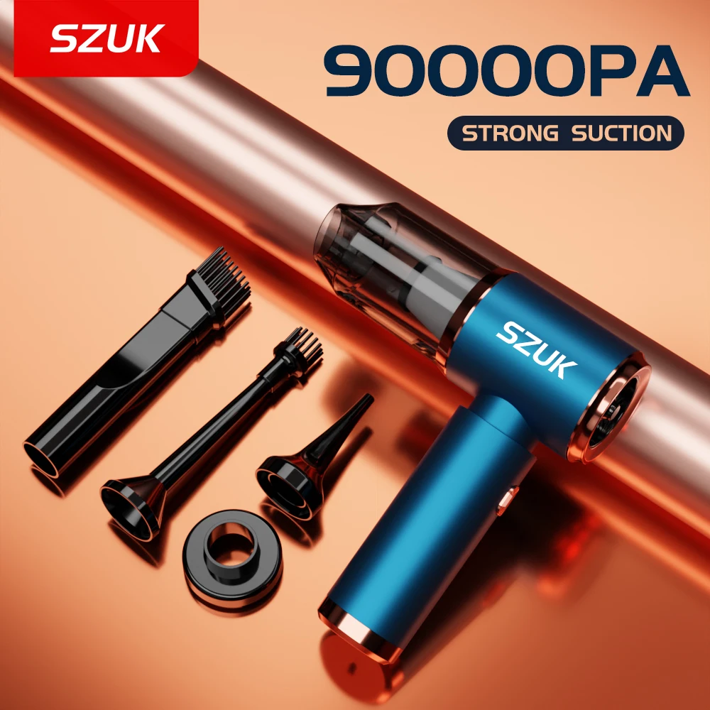 

SZUK 90000PA Mini Car Vacuum Cleaner Wireless Powerful Cleaning Machine Handheld Portable for Car Strong Suction Home Appliance