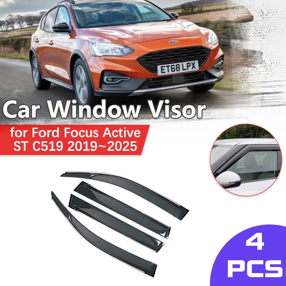 Window Visor for Ford Focus Active ST C519 Hatchback 2019~2025 Rain Eyebrow Shelter Vent Awning Smoke Deflector Guard Accessorie