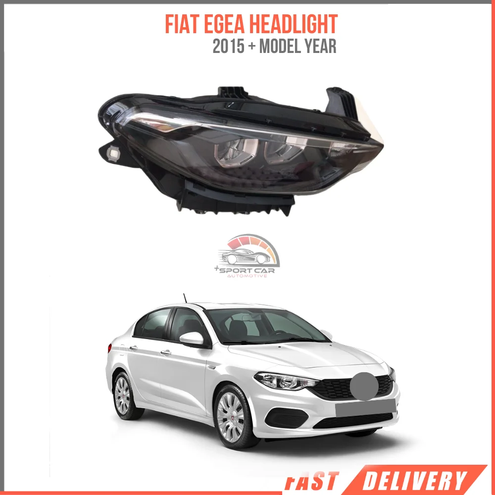 

Headlight LED Right Left Lens and LedWILE FIAT TIPO EGEA DODGE NEON SEDAN SW HB 2015 Oem Post chrome and black 52145154 - 52145166