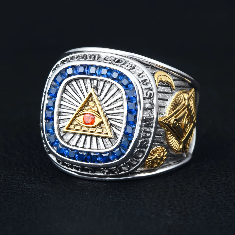 The Eye Of Providence All Seeing Eyes Annuit Cœptis Novus Ordo Seclorum Masonic Sterling Silver Ring