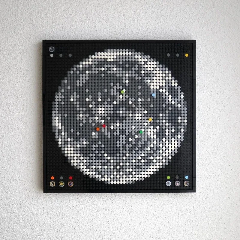 2469PCS MOC Apollo Lunar Landing Site – Mozaïek Muurschildering Bouwstenen Model Wanddecoraties Creatief DIY Speelgoed Kind Kerstcadeau - afbeelding 2
