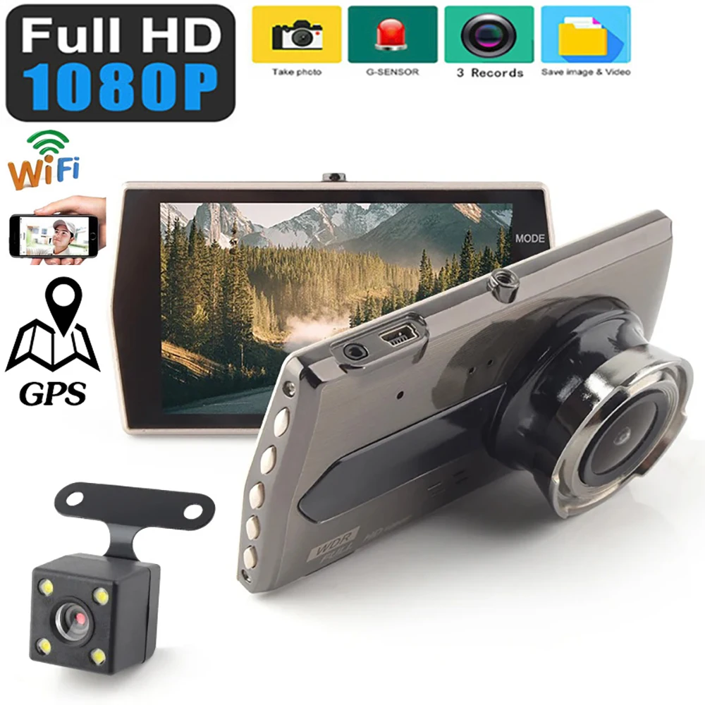 Car DVR WiFi GPS Dash Cam 1080P Full HD Car Video Recorder Auto Car Accessories Vehicle Black Box Rear View Car Reversing Camera