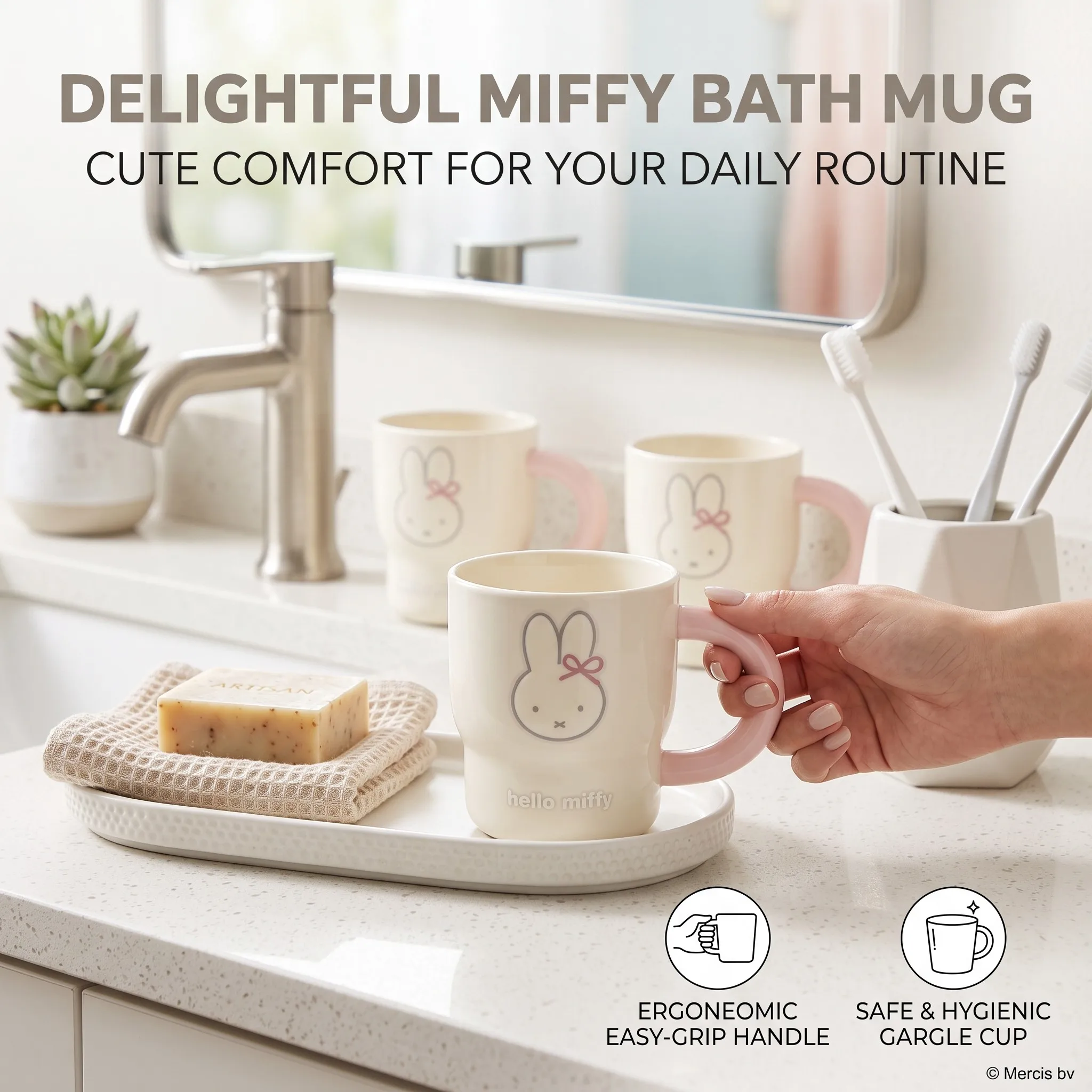 Miffy Rabbit Toothbrush Cup High Appearance Couple Children Home Brushing Cup Plastic Toothpaste Cup Simple Creative