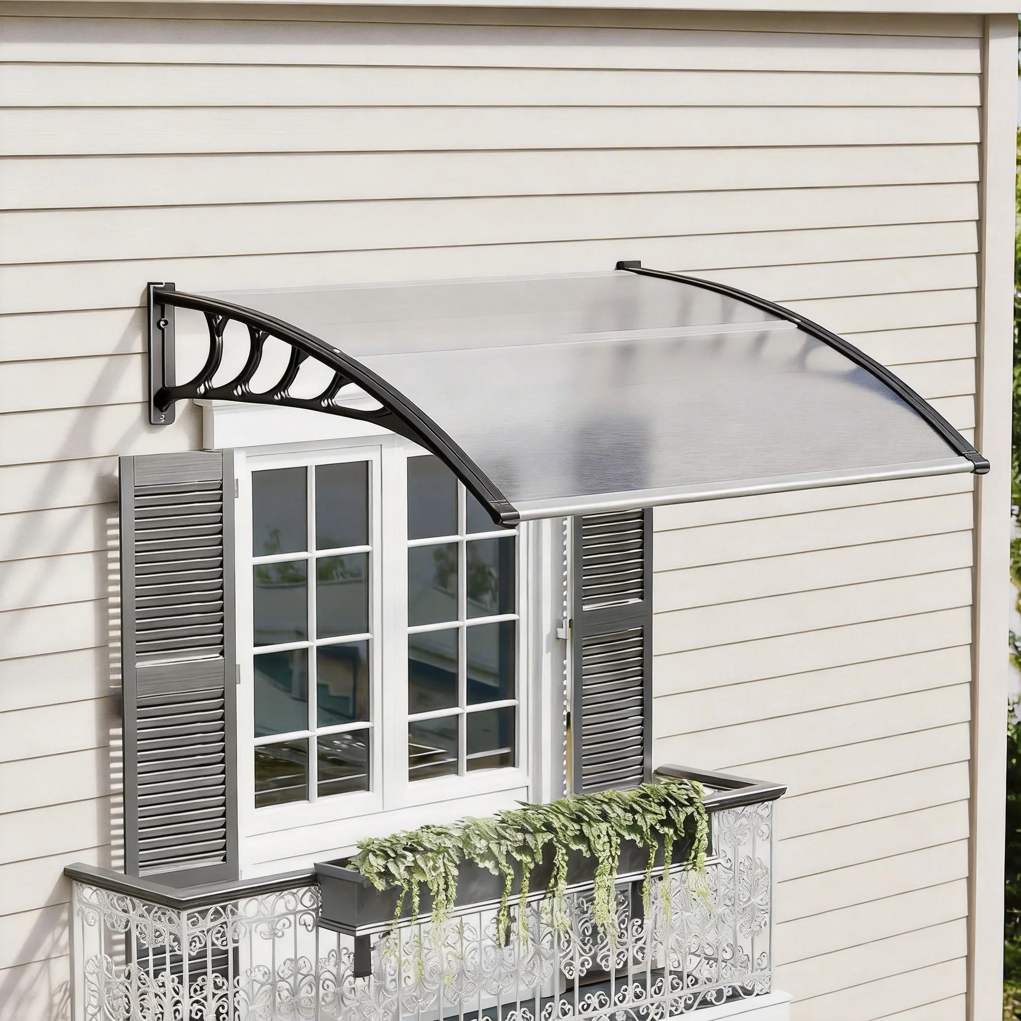 HiMISS Auvent transparent pour l'extérieur, 100x150cm, résistant aux intempéries, protection contre le soleil et la pluie, auvent robuste pour entrées, terrasses, fenêtres