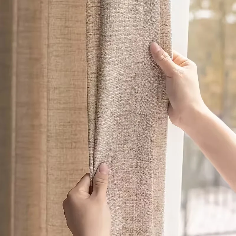 1pc Linen Textured Sheer Curtain, Filters Light & Protects Privacy, Ideal for Living Room, Bedroom & Kitchen Decoration