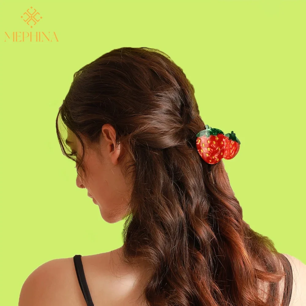 Fun Fresh Strawberry Hair Claw Cute Fruits Ins Acetate Hair Claw Clips Girl Hair Accessoires for Women