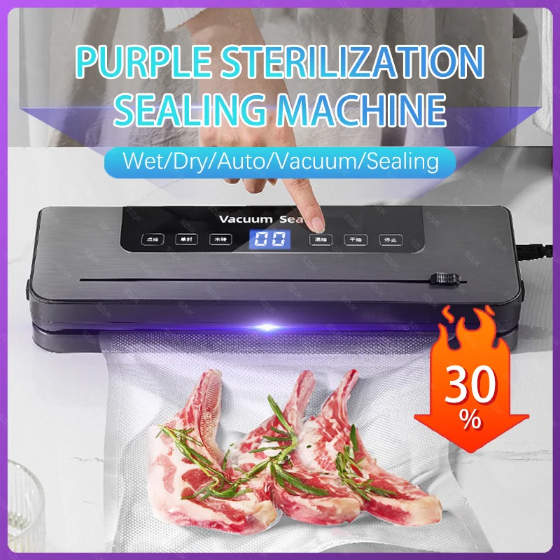 

Food Vacuum Sealer Machine Dry Wet Food Vacuum Packaging Machine Built-in Cutter with UV Kitchen Food Storage Sealing Machine