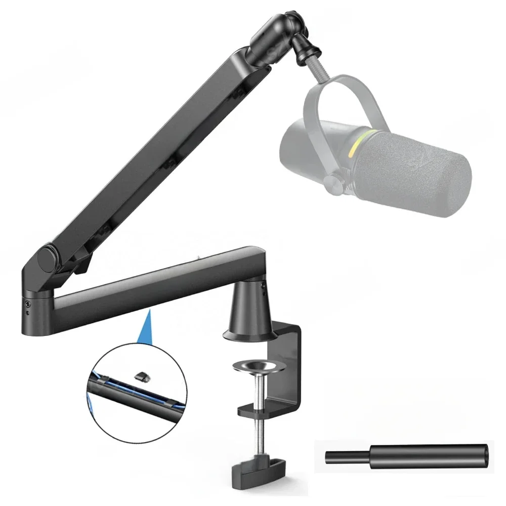 Professionele studio microfoonarm met laag profiel en verlengd Riser-kabelbeheer Verstelbare microfoonstandaard voor SM7B MV7 AM8 K688 - afbeelding 2