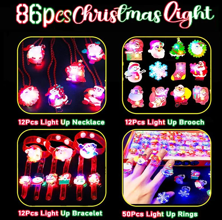 

Сувениры для рождественской вечеринки, 86 шт., светящиеся кольца, товары для вечеринок, мигающие светящиеся кольца на палец, украшения для детей и взрослых