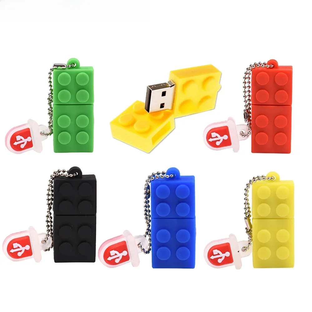 Clés USB JASTER 2.0 Cinq Couleurs Modèle Blocs de Construction en Silicone 64 Go Clé USB 32 Go 16 Go Clé de Mémoire 128 Mo 8 Go 4 Go 128 Go