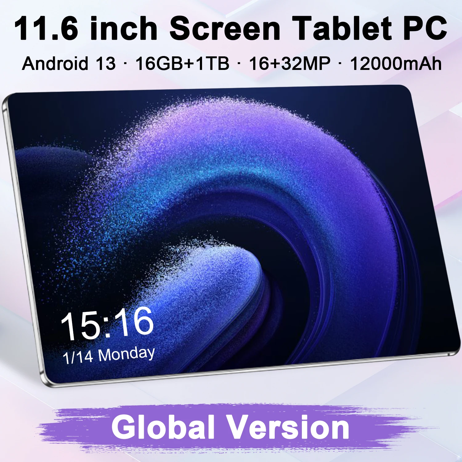 2024 New 11.6 inch Network Android 13.0 Tablet 16GB RAM 1TB ROM 16MP 32MP 10 Core 12000mAh tablet 4 5G Wifi Tablet