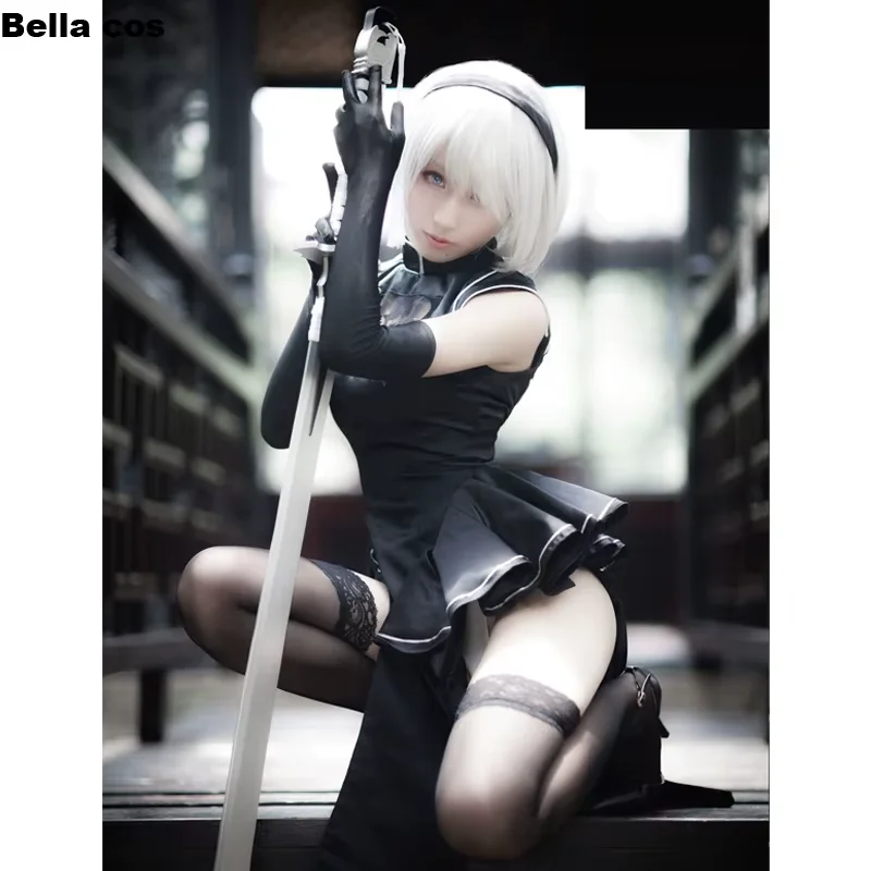Нестандартный размер NieR:Automata RHa TypeA No.2 2B Косплей Костюм Cheongsam Женское черное сексуальное платье Карнавальный Хэллоуин Аниме Наряды