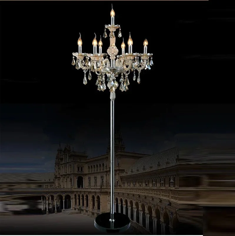 Led Mode Kristal Vloerlamp Slaapkamer Kaars Vintage Luxe Abajur Cristal Voor Woonkamer Verlichting Lampen - afbeelding 2