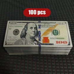 100pcs US 100 Dollars Bills Silver Plated Banknote Fake Money Collectible Currency Souvenir Business Gifts