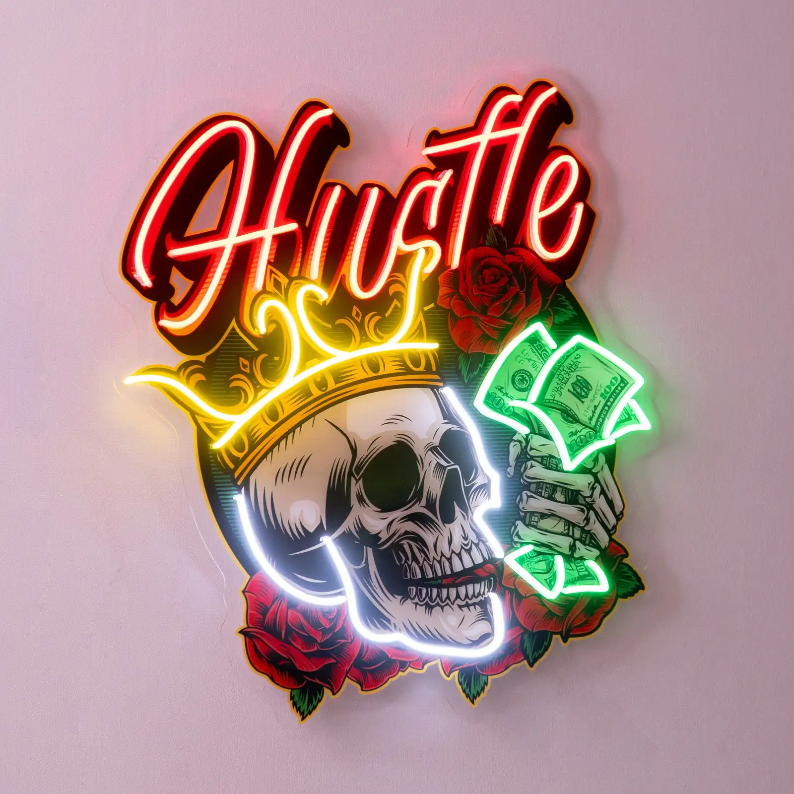 Rich Skull LED Neon Sign Wall Decor Aesthetics Artwork Bedroom Night Sign Game Room Bar Beer Wall Sign UV Printed Anime Neon