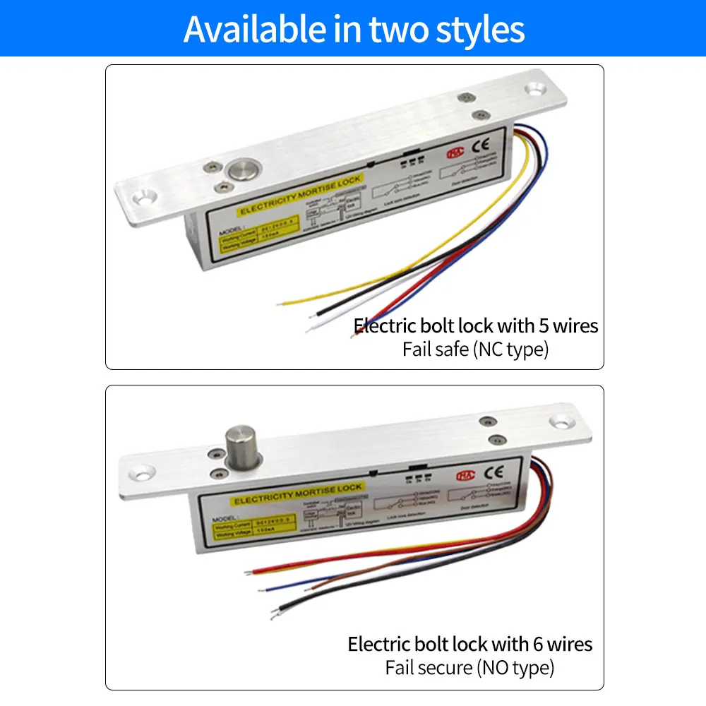 DC12V NC NO Electronic Drop Bolt Lock Magnetic Solenoid Mortise Latch for Glass Wooden Metal Secuirty Door Access Control System