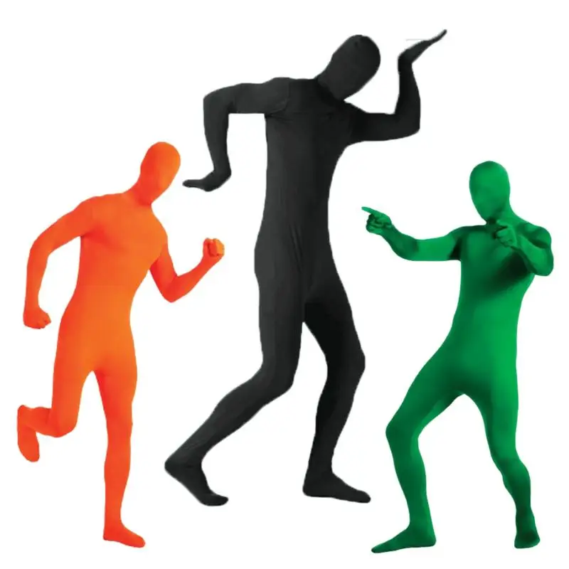 Czarny Zentai Body dla Kobiet i Mężczyzn Halloween Karnawał Obcisły Kombinezon Spandex Elastyczny Kostium Cosplay Znikający