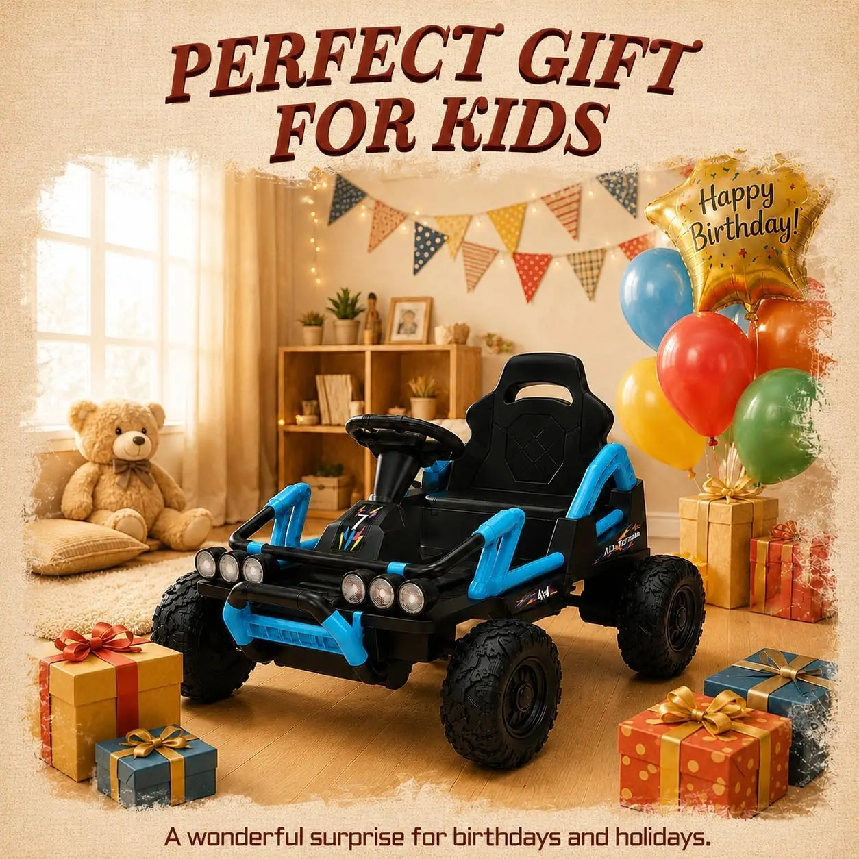 12V Kids Iron‑Frame Ride‑On Car, 2×550# Motors,7AH Battery & Charger, Pre‑Paired Remote Control, Plastic Seat EVA Tires, US Full‑Environment‑Friendly, Multi‑Color Optional Children Outdoor Gift