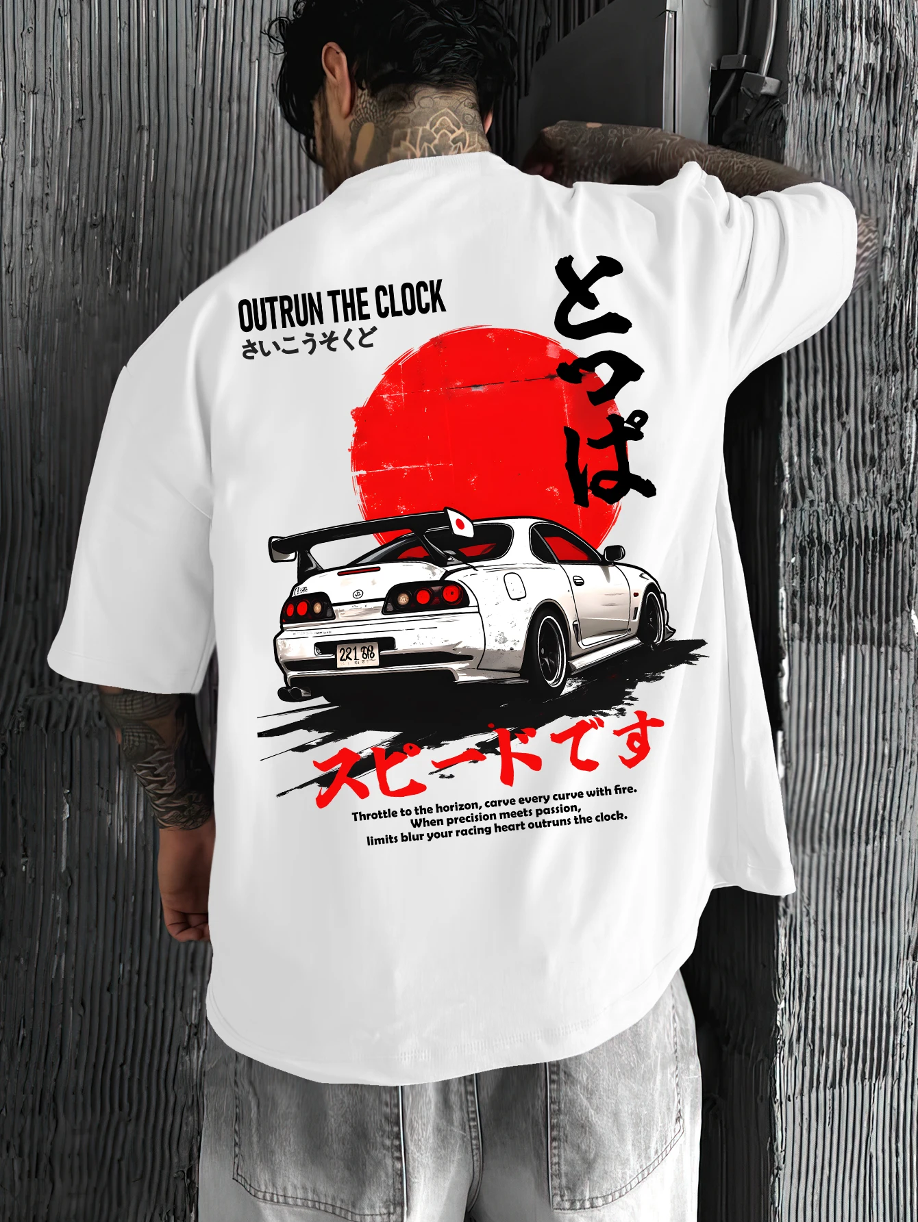 Brand Streetwear Tokyo - เสื้อยืดโอเวอร์ไซส์ลายกราฟิกสตรีทแวร์สำหรับผู้ชาย แบรนด์ญี่ปุ่น ลายรถแข่งโตเกียว พิมพ์ลายดริฟท์ สไตล์ JDM
