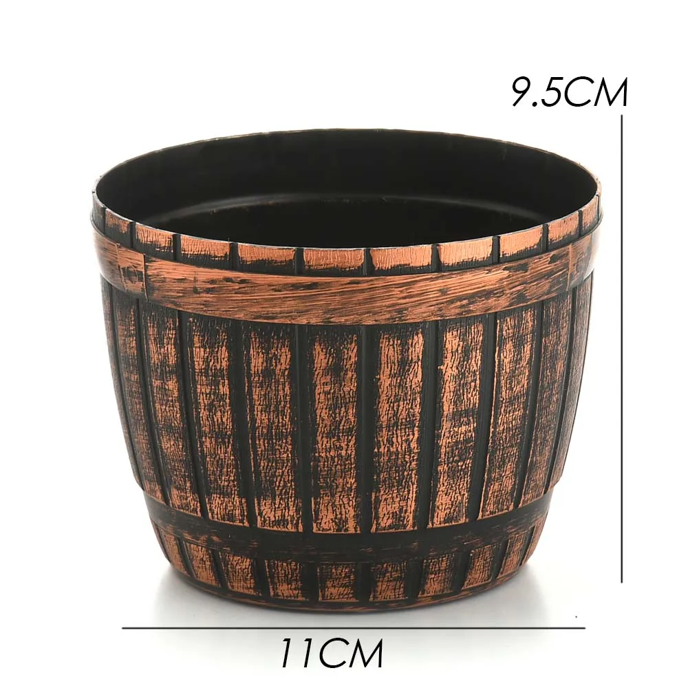 أواني بلاستيكية تحاكي الخشب. - 11X9.5 سم - أصيص زهور داخلي أو خارجي. تصميم ريفي. الزهور، النباتات، الأواني، المزهريات، المركزية، ديكور المنزل. لا تشمل الزهور #5