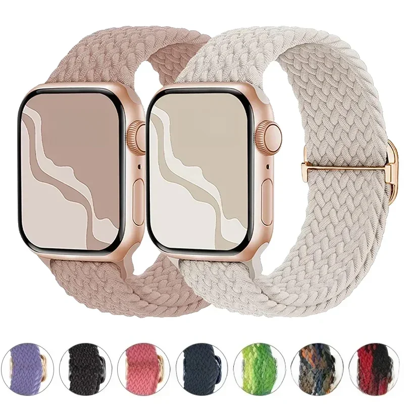 Geflochtene Solo Loop für Apple Watch Ultra Band 40 mm 44 mm 41 mm 38 mm 49 mm 45 mm elastisches Nylonarmband iWatch Serie 9 8 7 3 SE Armband