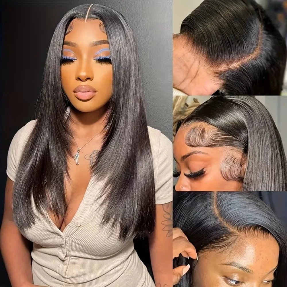 13x4 HD Transparent Lace Front Wig Straight Human Hair Wigs 200% Density Human Hair Wigs Natural Hairline Burmese Human Hair Natural Appearance Natural Black Special Occasions Fashionable Hairstyles