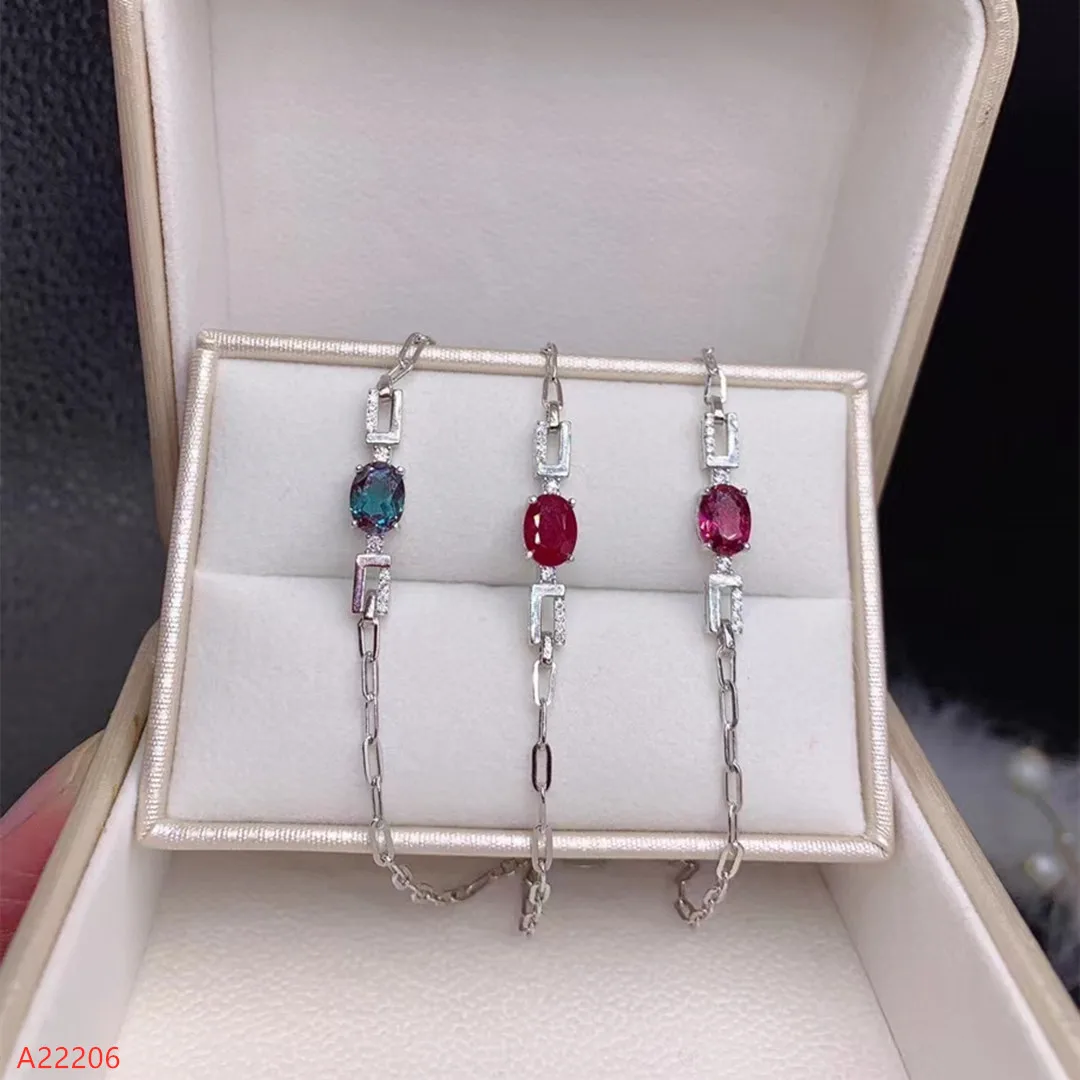 

Premium Jewelry 100% Natural Gemstones 925 Sterling Silver Ruby Magnesium Garnet Sapphire Ladies Bracelet Girl Gift Party Marry