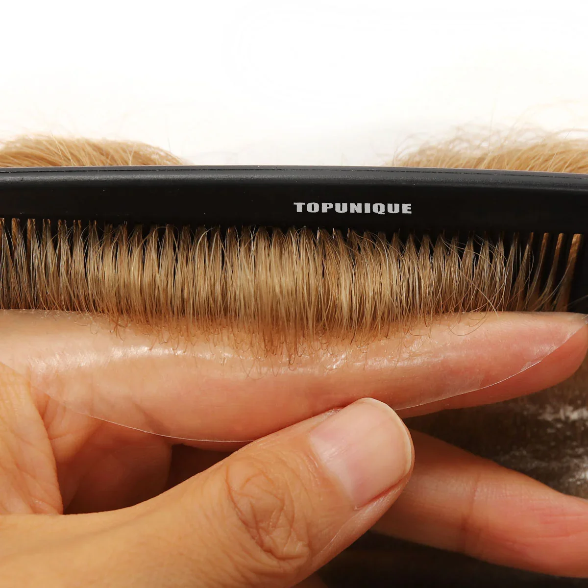 TUS05 Hair System Men 0.10mm Skin with 8'' Injected Hair Realistic Scalp Look and Long Hairstyle for Men European Hair Toupee