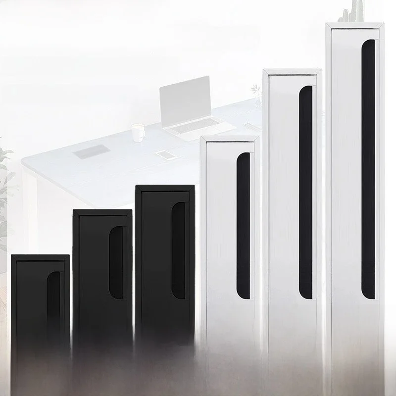 1 pièce – Cache-câble rectangulaire en alliage d'aluminium pour bureau, passe-câble de table avec brosse noire intégrée