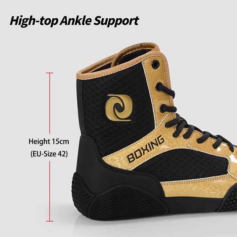 Fitness-Boxschuhe für Herren, Ringerschuhe, atmungsaktive, rutschfeste Sohle, knöchelhohe Schuhe für Sanda-Kampftraining. – Detail 8