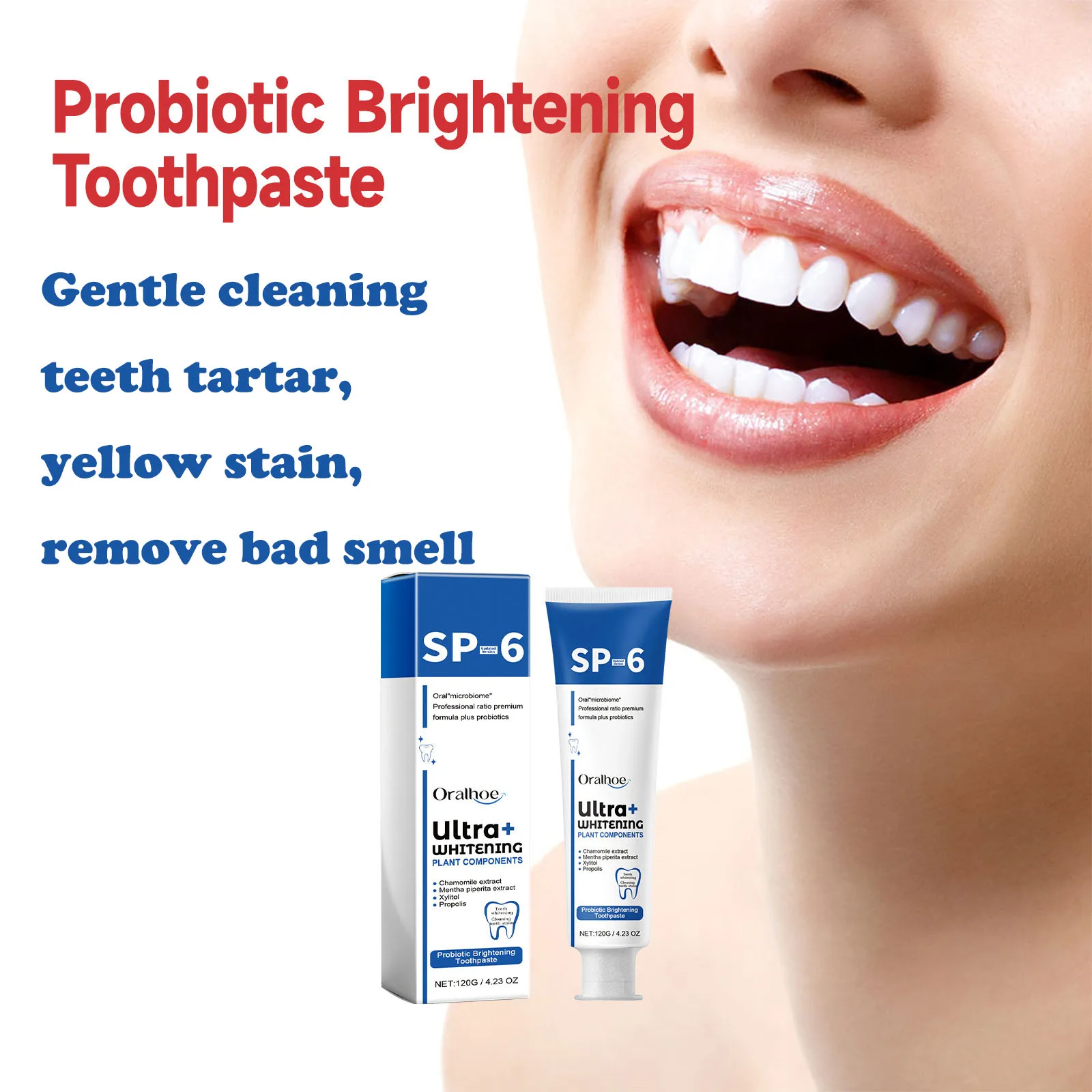 Oralhoe 120g Ultra Whitening Toothpaste Sp6 Probiotic Oral Hygiene Brightening Remove Yellow Odor Cleaning Care Tooth Toothpaste