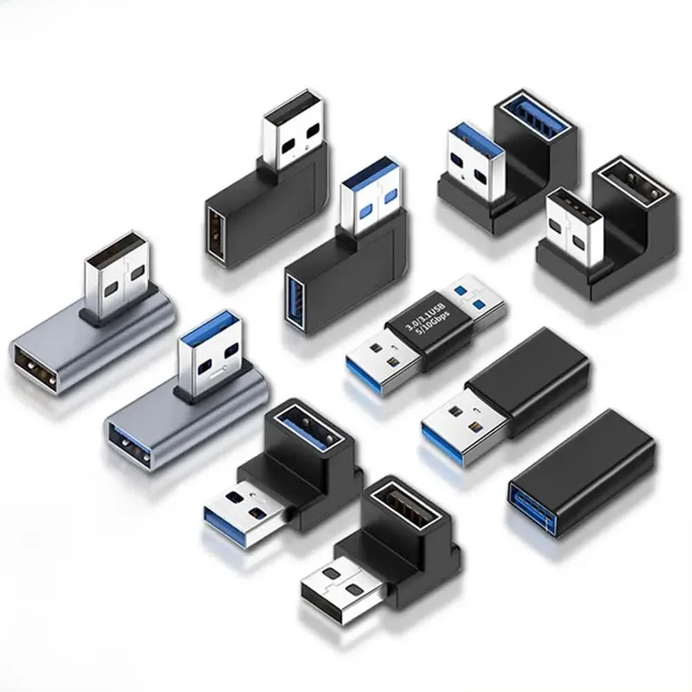 NNBILI 90 adaptateur d'extension USB 3.0 à Angle droit coude vers le haut connecteur USB 10Gbps pour PC convertisseur de prise d'extension mâle à femelle