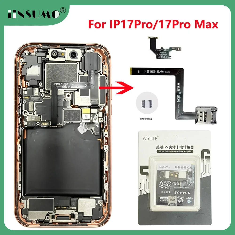 Wylie US Version ESlM To SlM Card + ESIM Built-in MEP Integration Solution Support Super Snow IC Part For iPhone 17pro 17promax