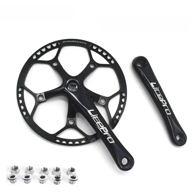AliExpress NONE Litepro 130BCD Bicycle Crankset Aluminum Alloy Folding Bike Crankset 45T 47T 53T 56T 58T 130 BCD Road Bike Crank Set
