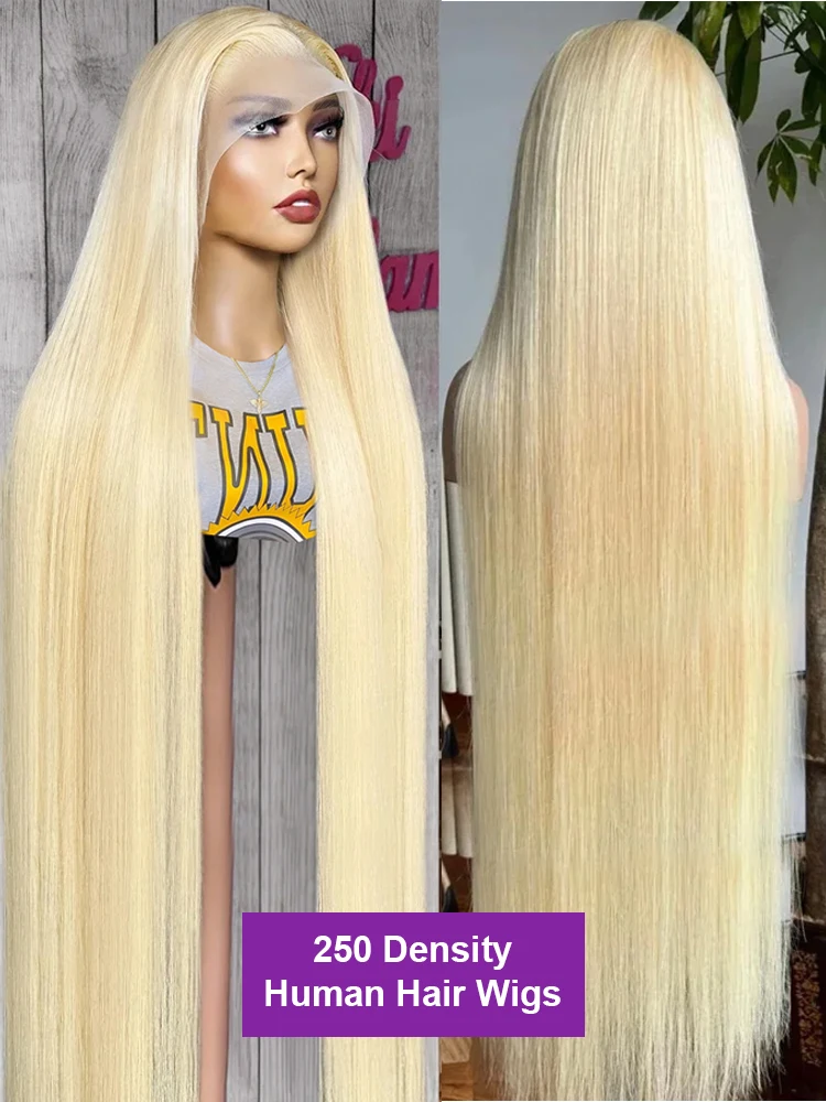 Mossily HD 613 Rambut Pirang Lurus 13X4 13X6 Wig Rambut Manusia Renda Depan Transparan Wig Frontal Renda Brasil Telah Dipetik