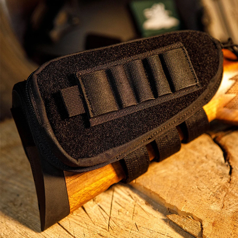 

Tactical Pouch Buttstock Holder ,Molle Rifle Stock Ammo Holder Cheek Pad Double Zipper Pouch for 12 Gauge 7.62mm