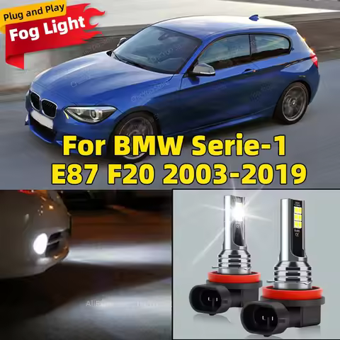 2pcs 80W H11 H8 Led Fog Lights Canbus H16 H9 Car Bulb 6000K White Lamp For BMW Serie-1 E87 F20 2003 2004 2005 2006 2007-2019