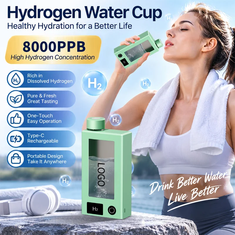 Top Rated Hydrogen Water Bottle Rechargeable PEM Electrolysis H2 Ionizer Maker for Outdoor Sports and Daily Wellness Living