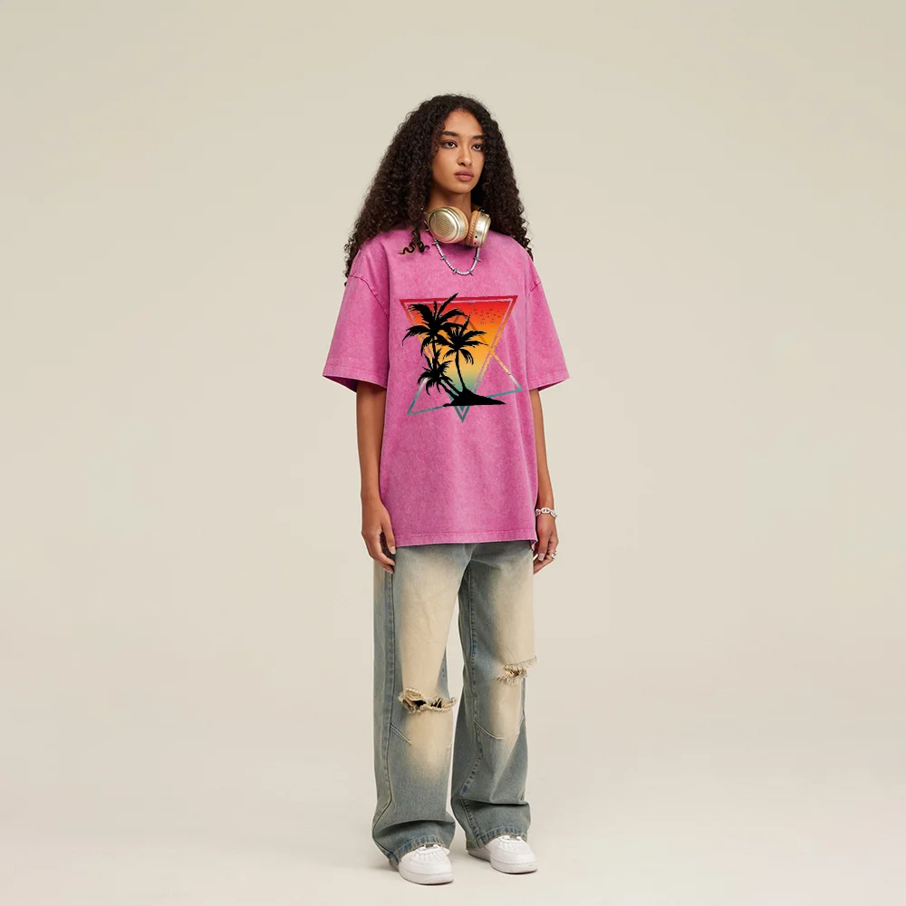 ClothingVintage Y2k المشاعر غسلها المتعثرة المطبوعة القطن الخالص قصيرة الأكمام تنفس مريحة الرجال المرأة قصيرة الأكمام