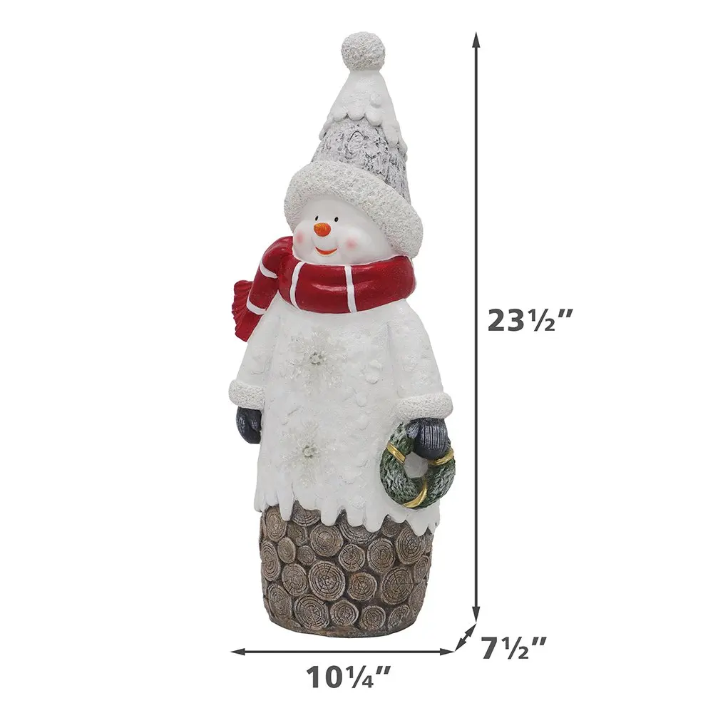 Resin Christmas Snowman Sculture With Ledfor Shelf Bookshelf Fireplace Mantle Home Decor Accents New Year Xmas Gift