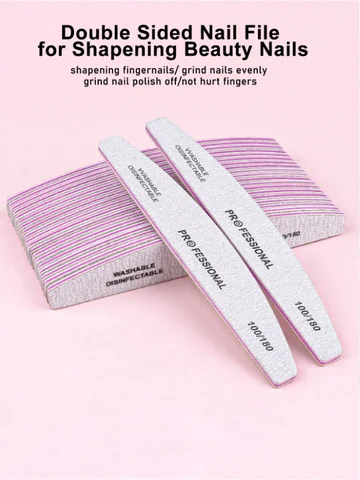 5pcs/Toothed Grey White Half-Moon Sanding File, Zebra Pattern Manicure & Nail Remover Polishing File, Comb-Shaped Double-Sided Nail File