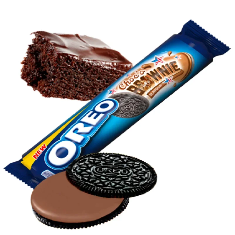 Oreoreo de galetas de marrom. Caja de 16 unidades com 154 gramos cada paquete. Galletas de cacau