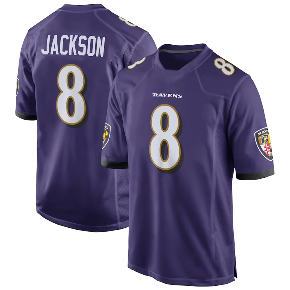 24/25 New Arrival Jackson Baltimore Ravens Rugby Jersey #8 Sportswear Training Jersey Football Uniform Adult& Kit Ravens T-shirt